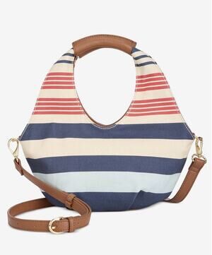 On 34th Alyii Stripe Canvas Top Handle Bag with Crossbody Strap NWT